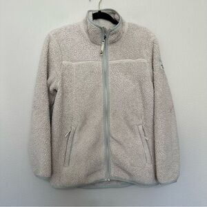 The north face girl campshire full zip deep pile fleece cream blue jacket XL(18)